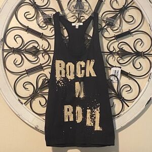 I Love 🩶 H81 Black Rock N Roll Racer Tank NWT